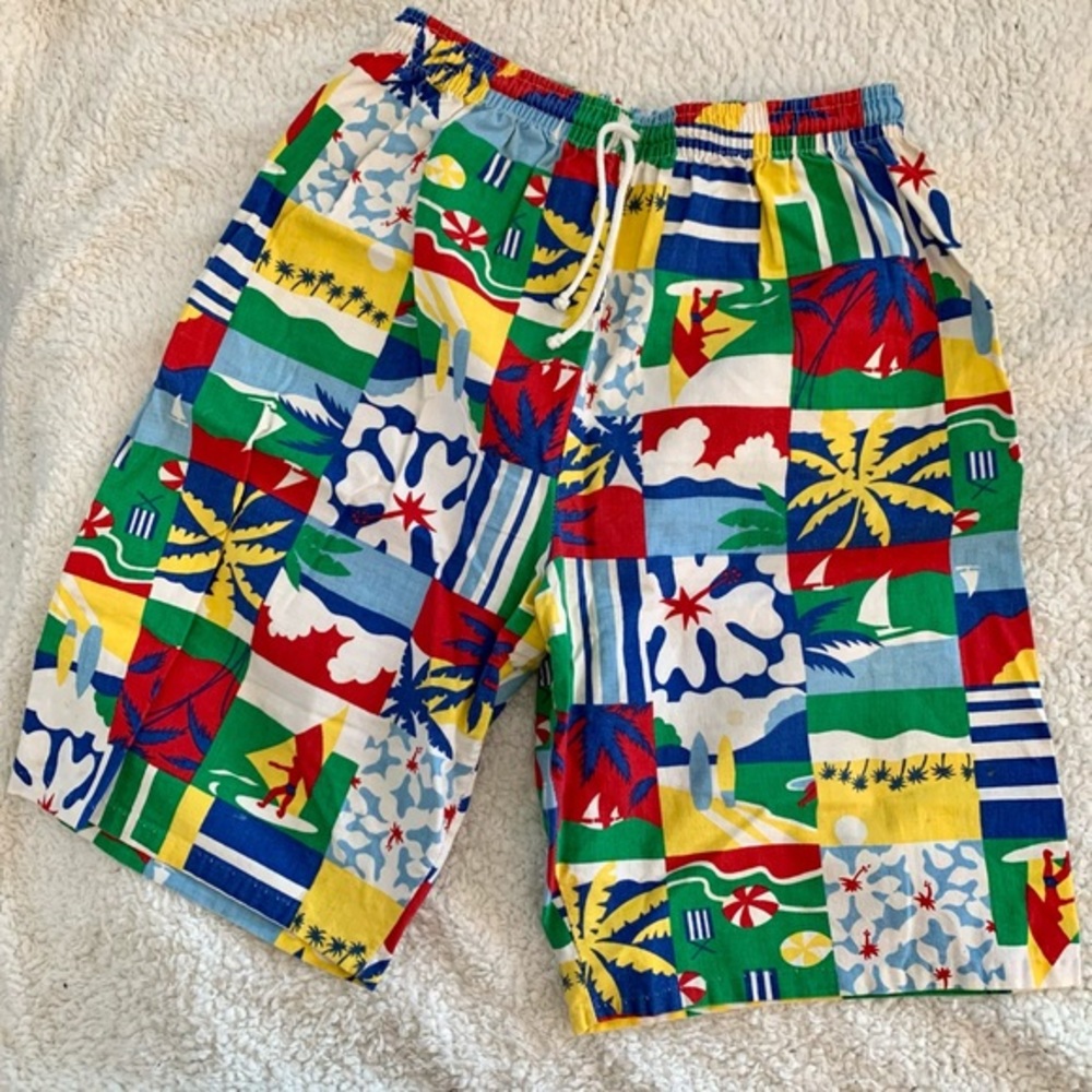 VTG Single-Stitch Beach Surf Drawstrng Board Short